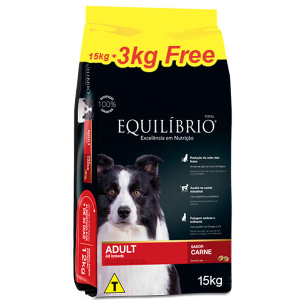 Equilibrio Perro Adulto Sabor Carne - 15 + 3 Kg + REGALO