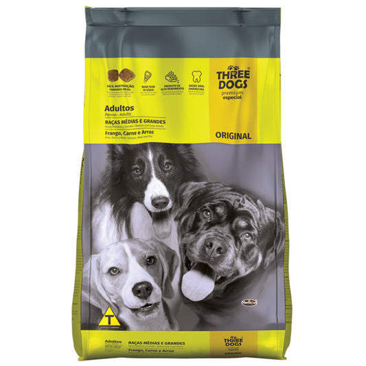 Three Dogs Perro Adulto Raza Media - 22 Kg + REGALO